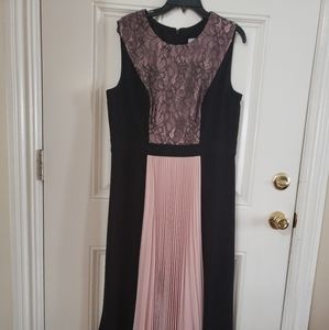 Pink and black pleated maxi dress. Size 14